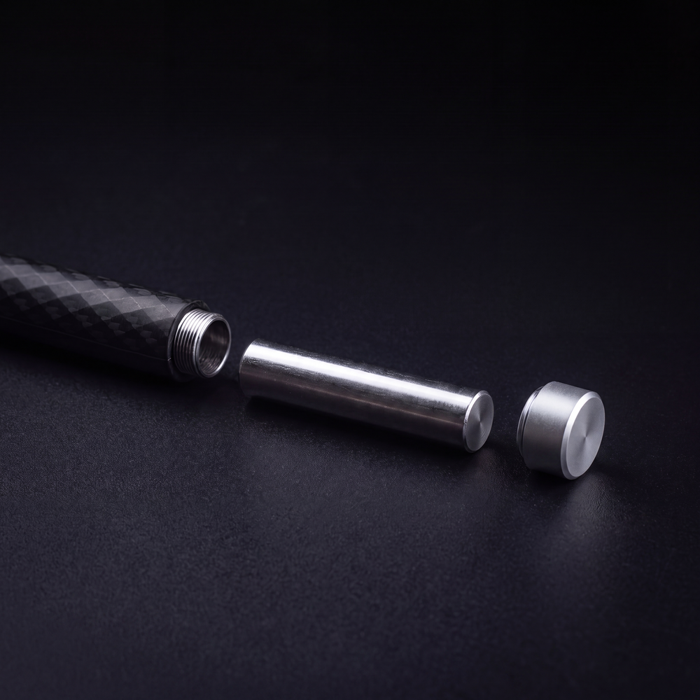 The Performance Rope — weighted handle disassembled showing the removable weight insert and end cap